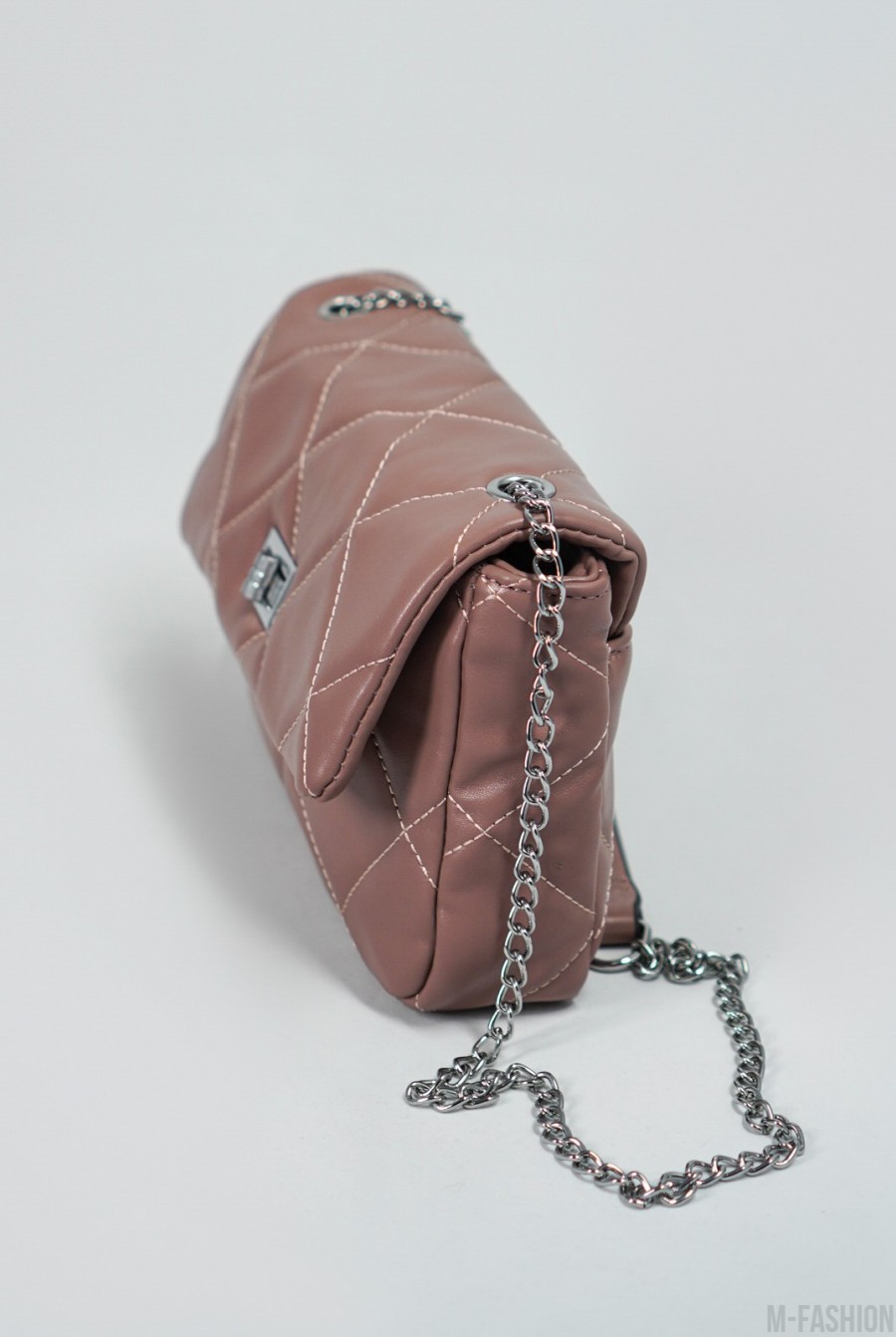 Темно-розовая стеганая сумка из эко-кожи- Фото 2