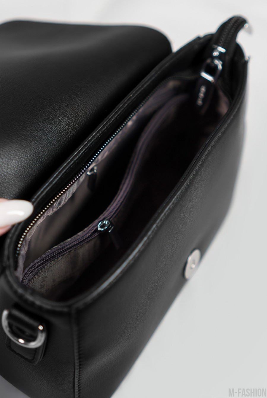 Черная маленькая сумочка кросс-боди из эко-кожи- Фото 4