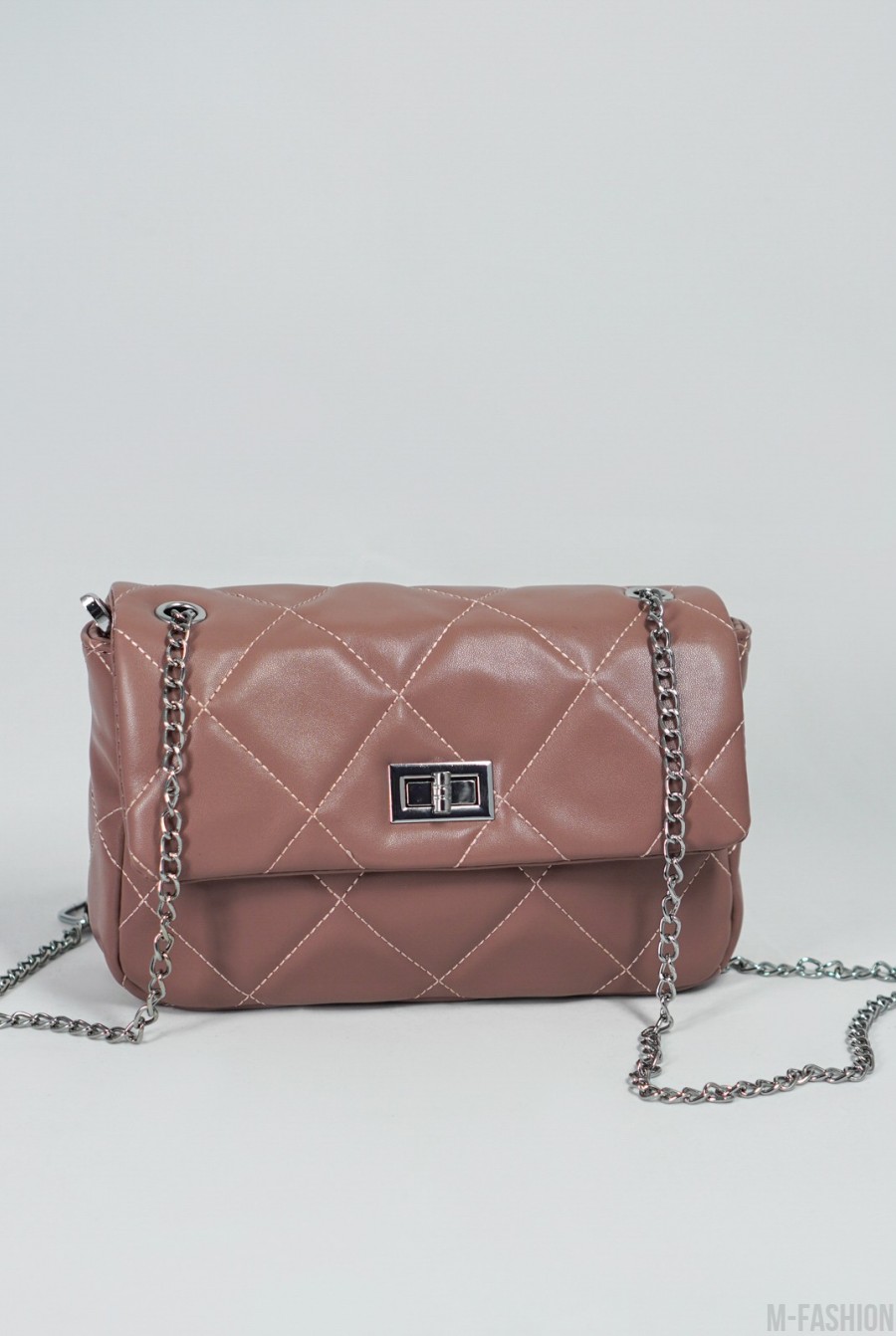 Темно-розовая стеганая сумка из эко-кожи - Фото 1