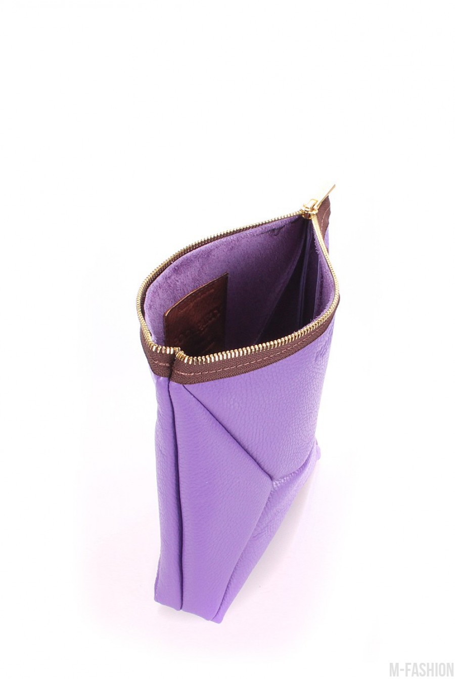 Кожаная фиолетовая косметичка-клатч THE X- Фото 3