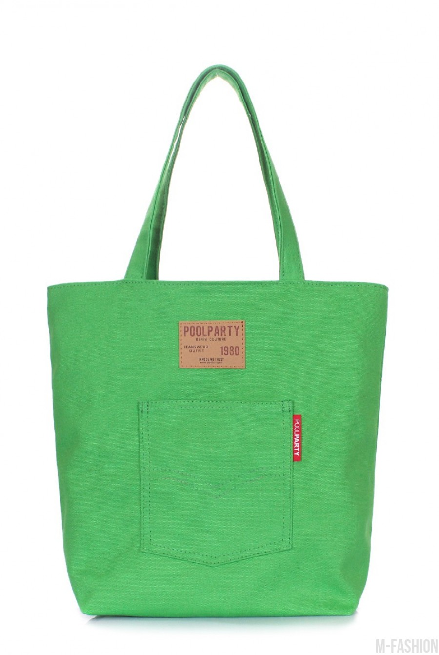 Зеленая сумка Arizona с кожаной нашивкой и стильным кармашком - Фото 1