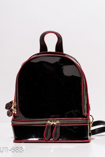 Черный блестящий каркасный рюкзак