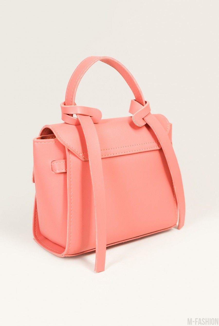 Розовая кожаная сумка-чемоданчик- Фото 3