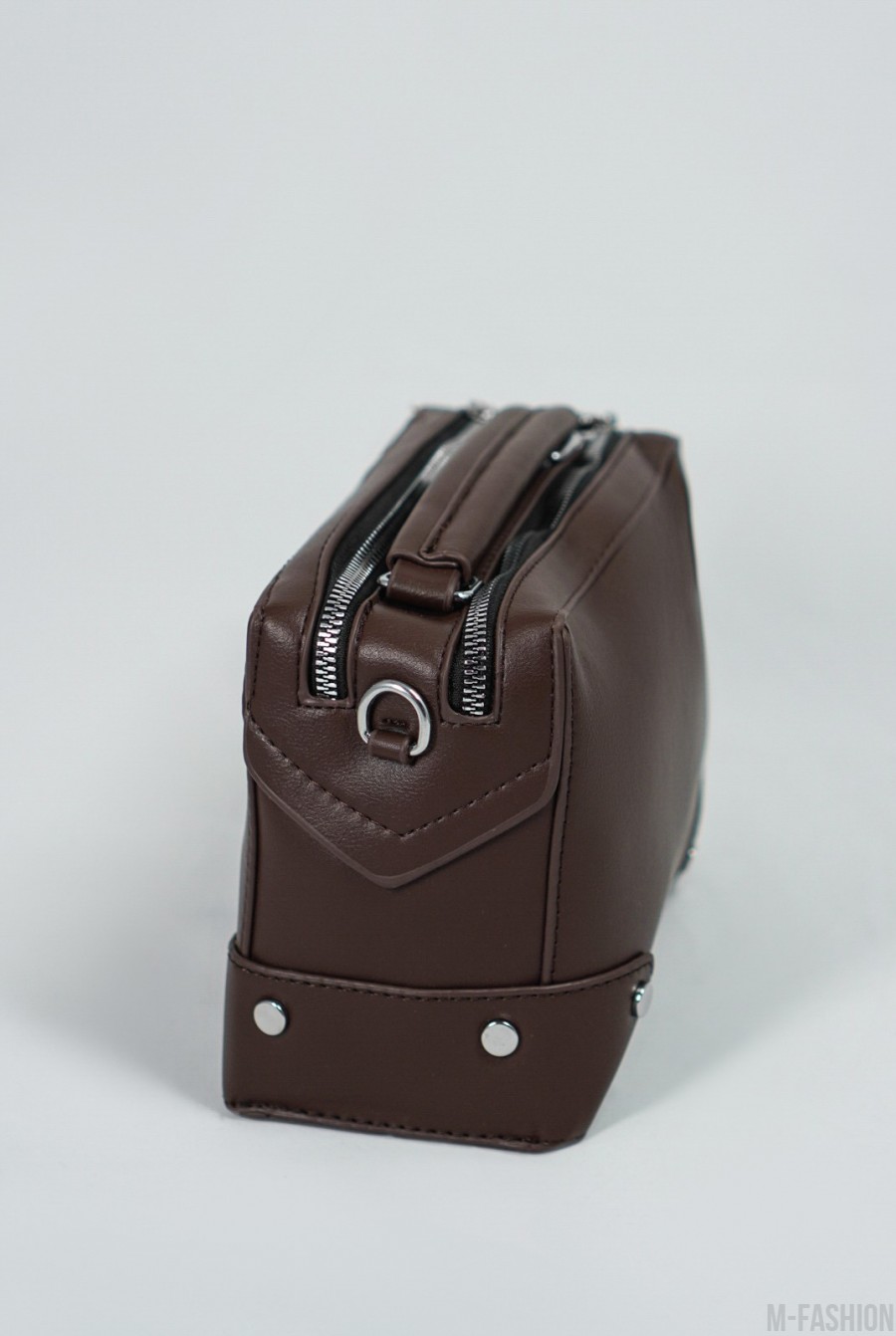 Маленькая коричневая сумка-чемоданчик с двумя отделениями- Фото 2