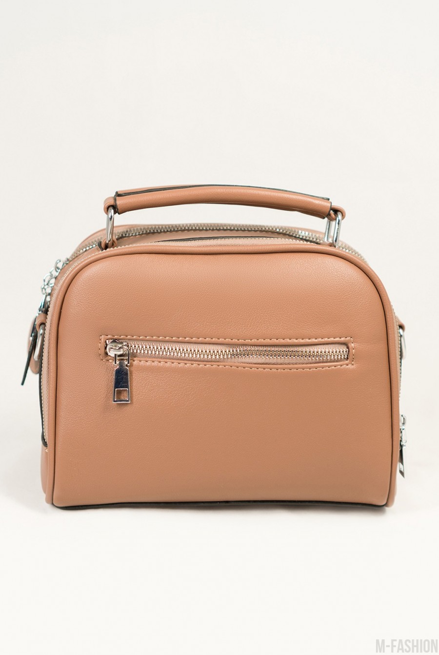 Темно-розовая сумка-чемоданчик из эко-кожи- Фото 3
