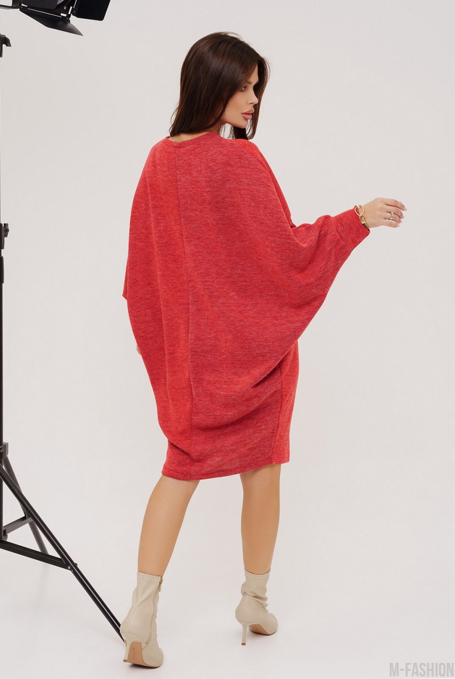 Красное ангоровое платье кокон- Фото 3