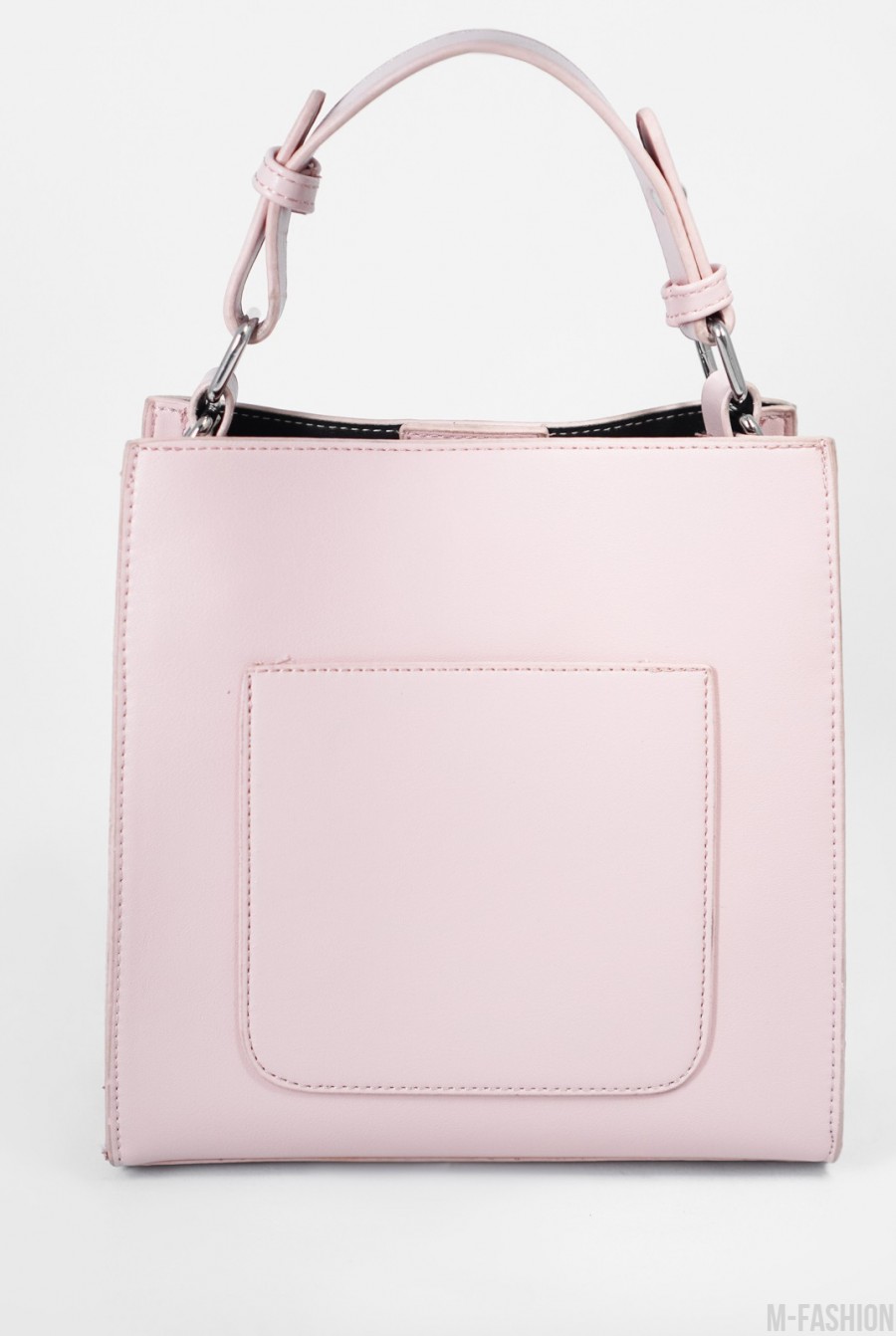 Розовая кожаная сумка с замком- Фото 3