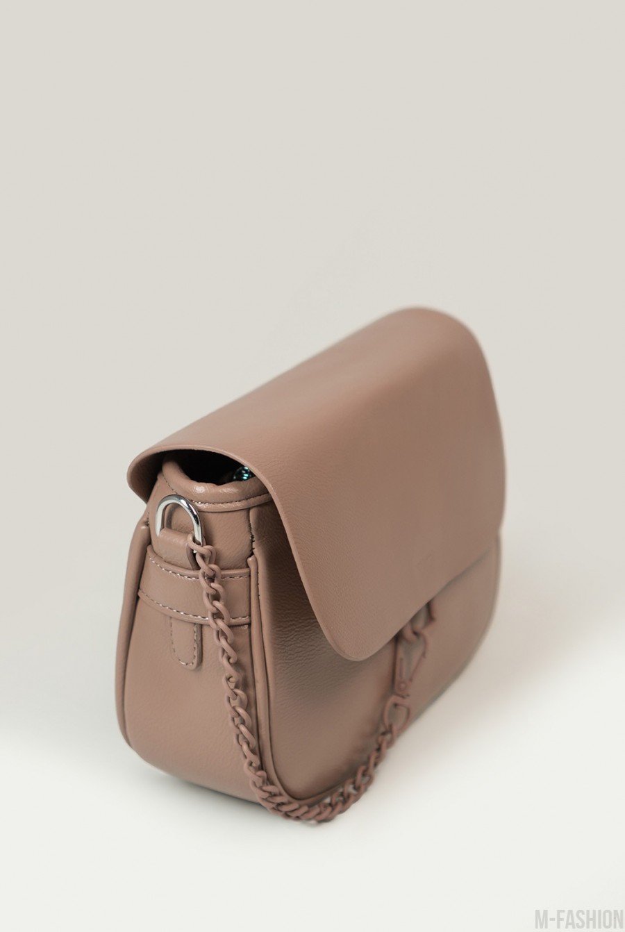 Розовая кожаная сумка кросс-боди с цепью- Фото 2