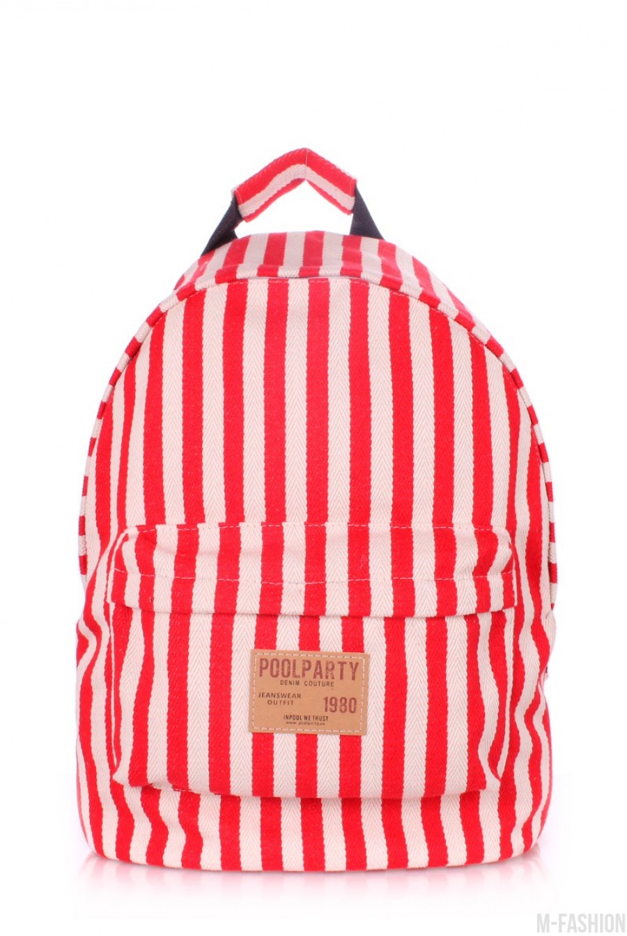Стильный рюкзак из хлопка в красно-белую полоску - Фото 1