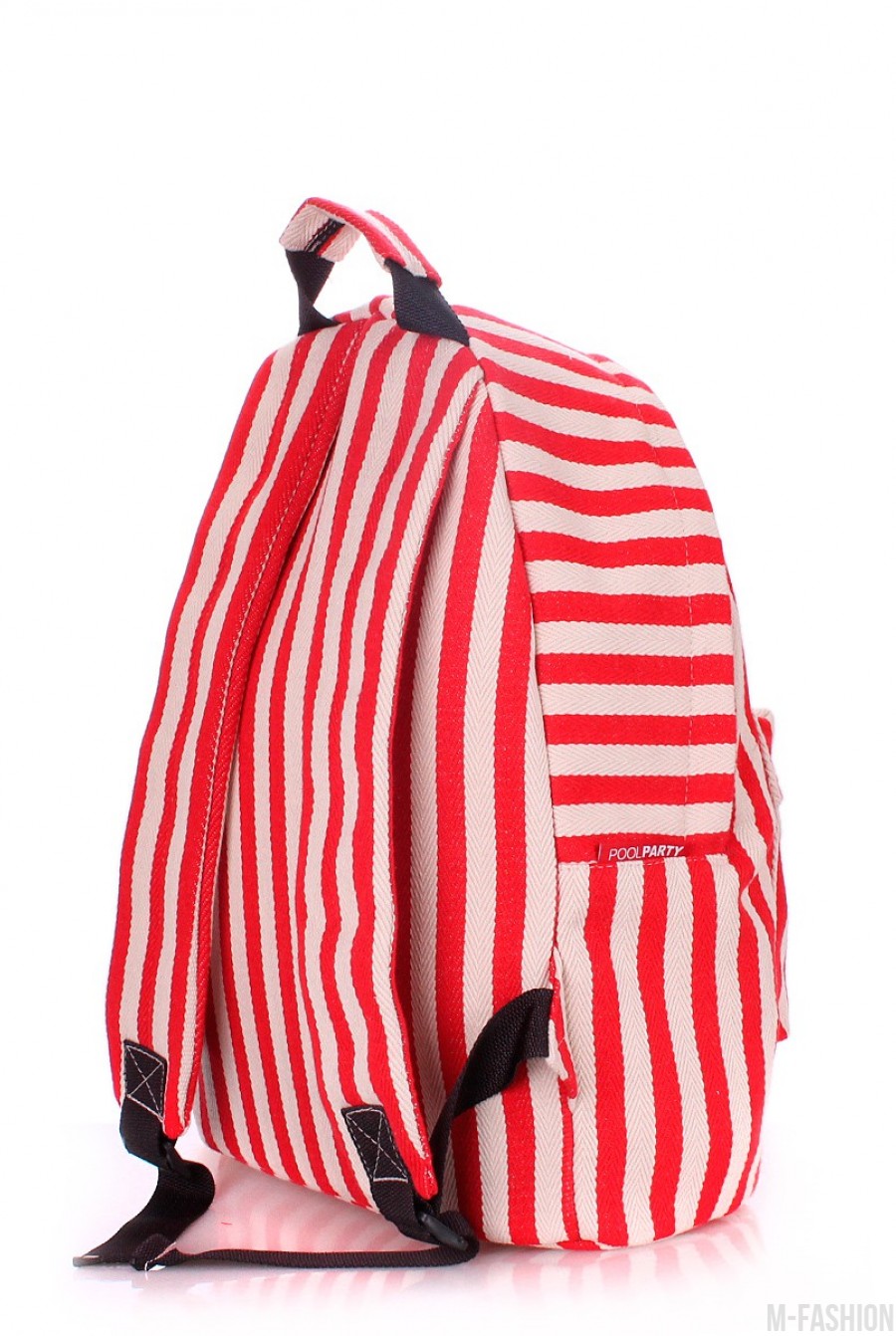 Стильный рюкзак из хлопка в красно-белую полоску- Фото 2