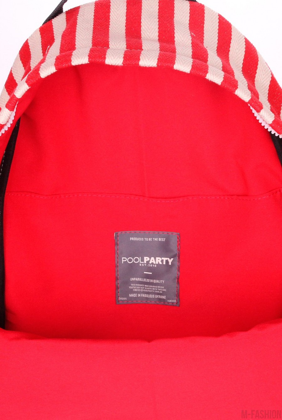 Стильный рюкзак из хлопка в красно-белую полоску- Фото 3