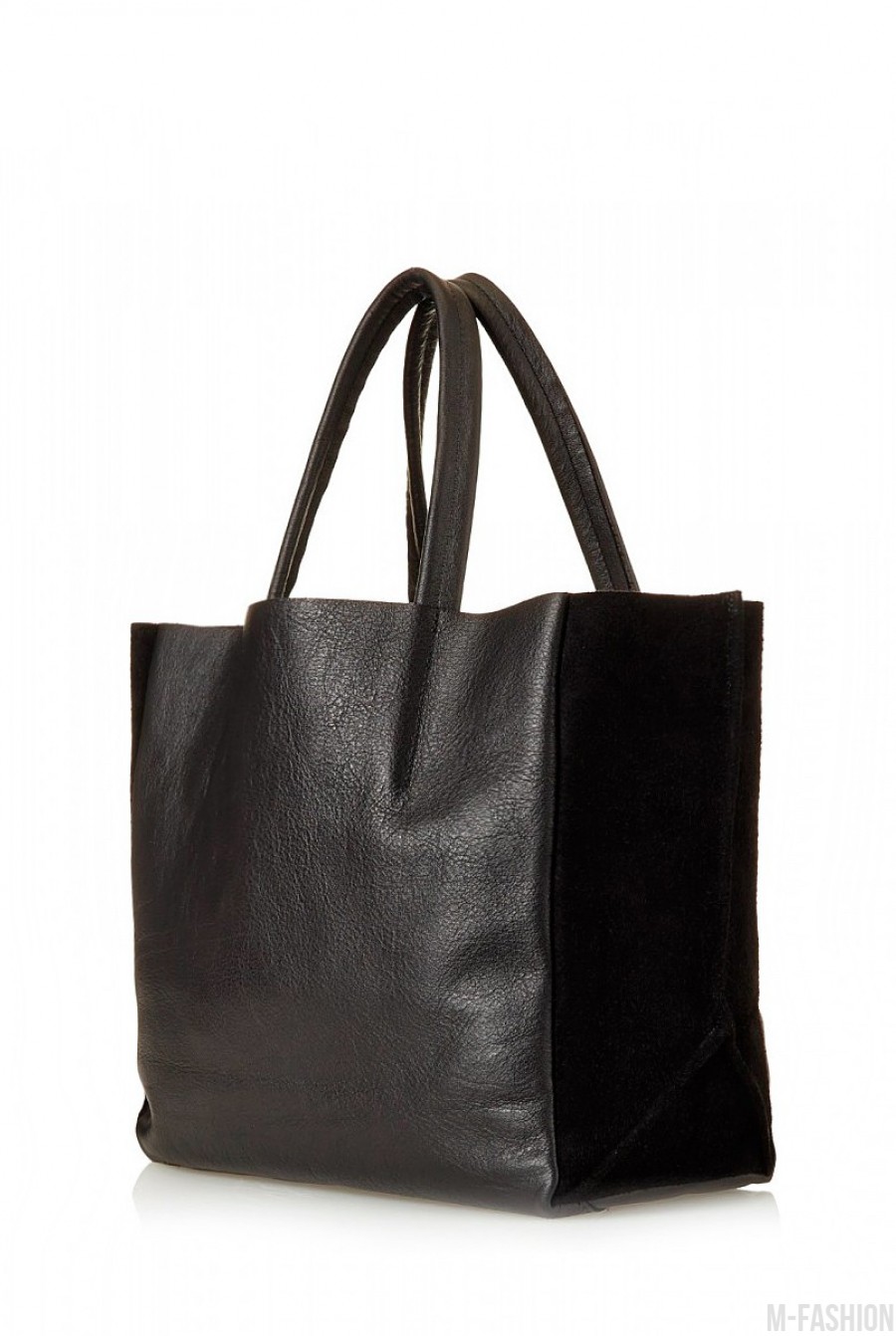 Кожаная черная сумка Soho с вставками- Фото 2