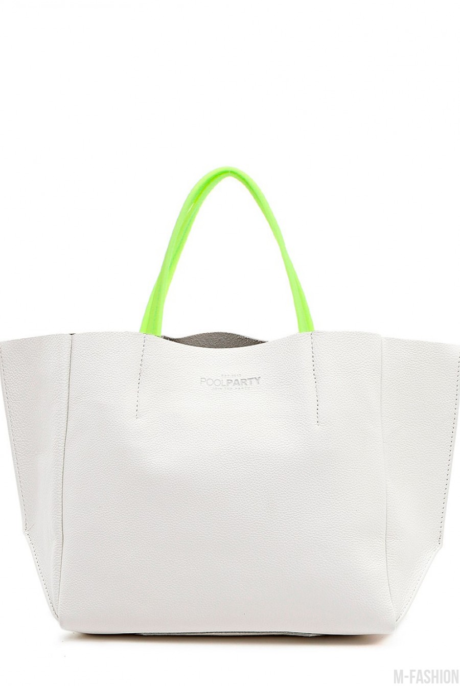 Кожаная белая сумка Soho с неоновыми ручками - Фото 1