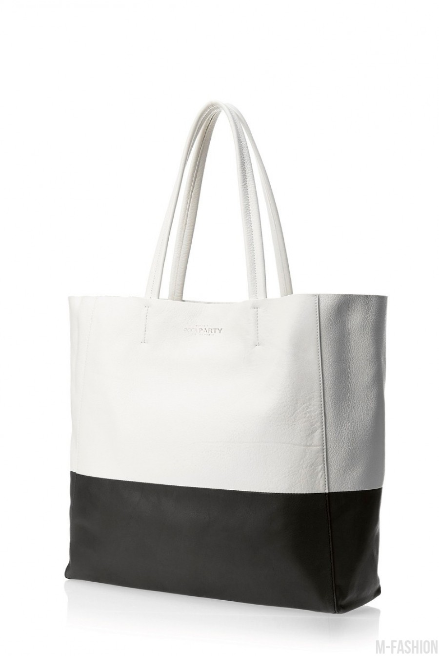 Бело-черная кожаная сумка Devine- Фото 2