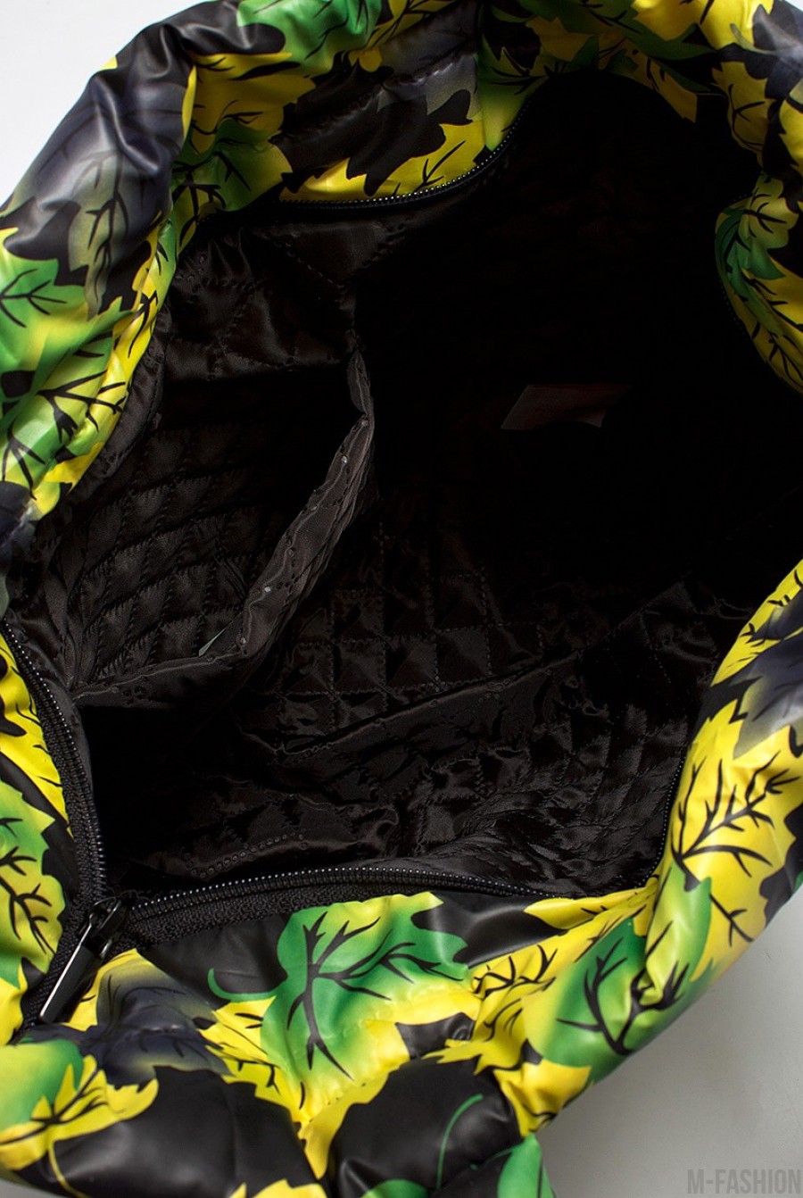 Дутая желтая сумка с цветочным принтом- Фото 3