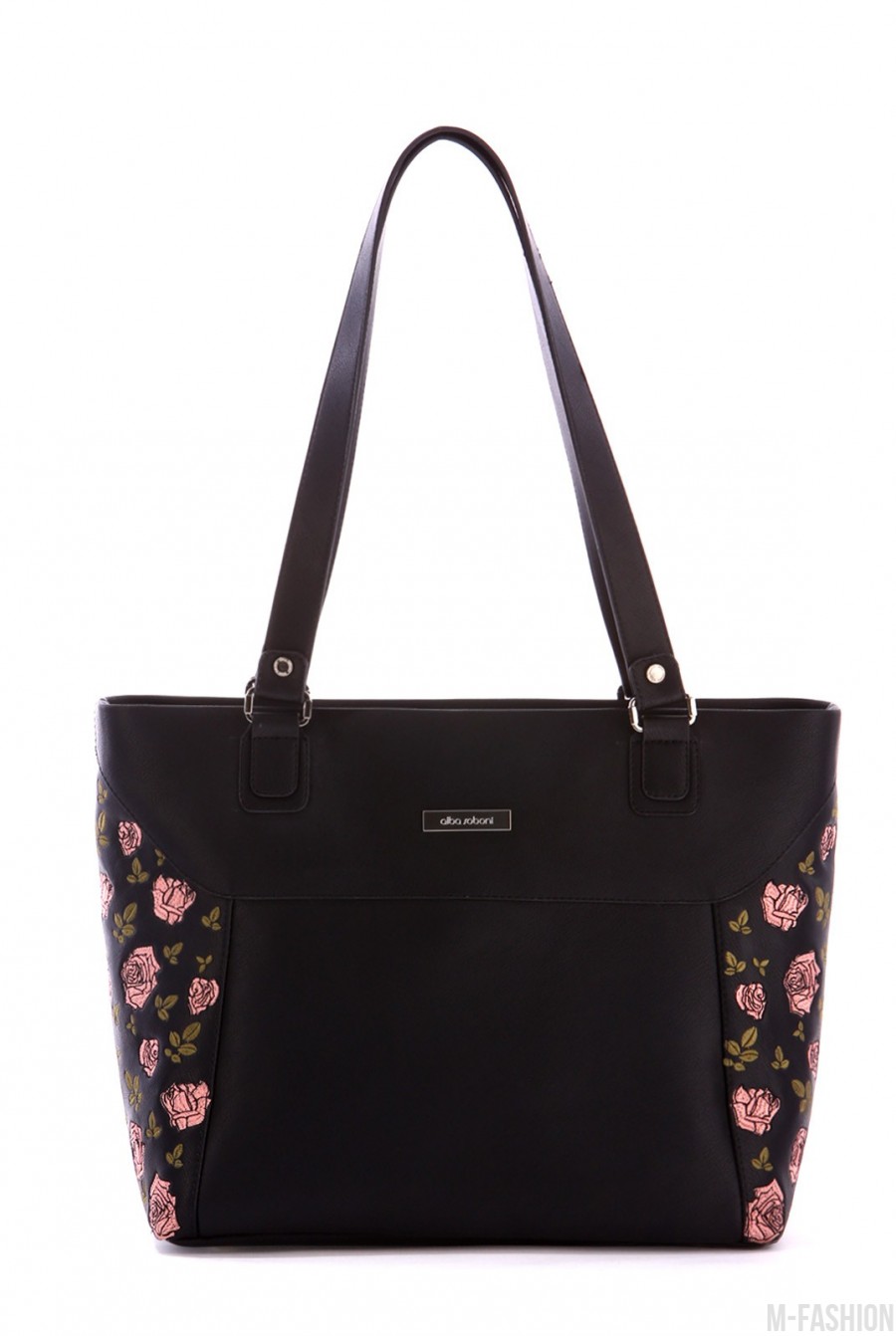 Стильная сумочка с цветочной вышивкой - Фото 1