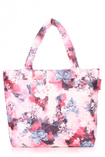 Дутая розовая сумка с цветочным принтом