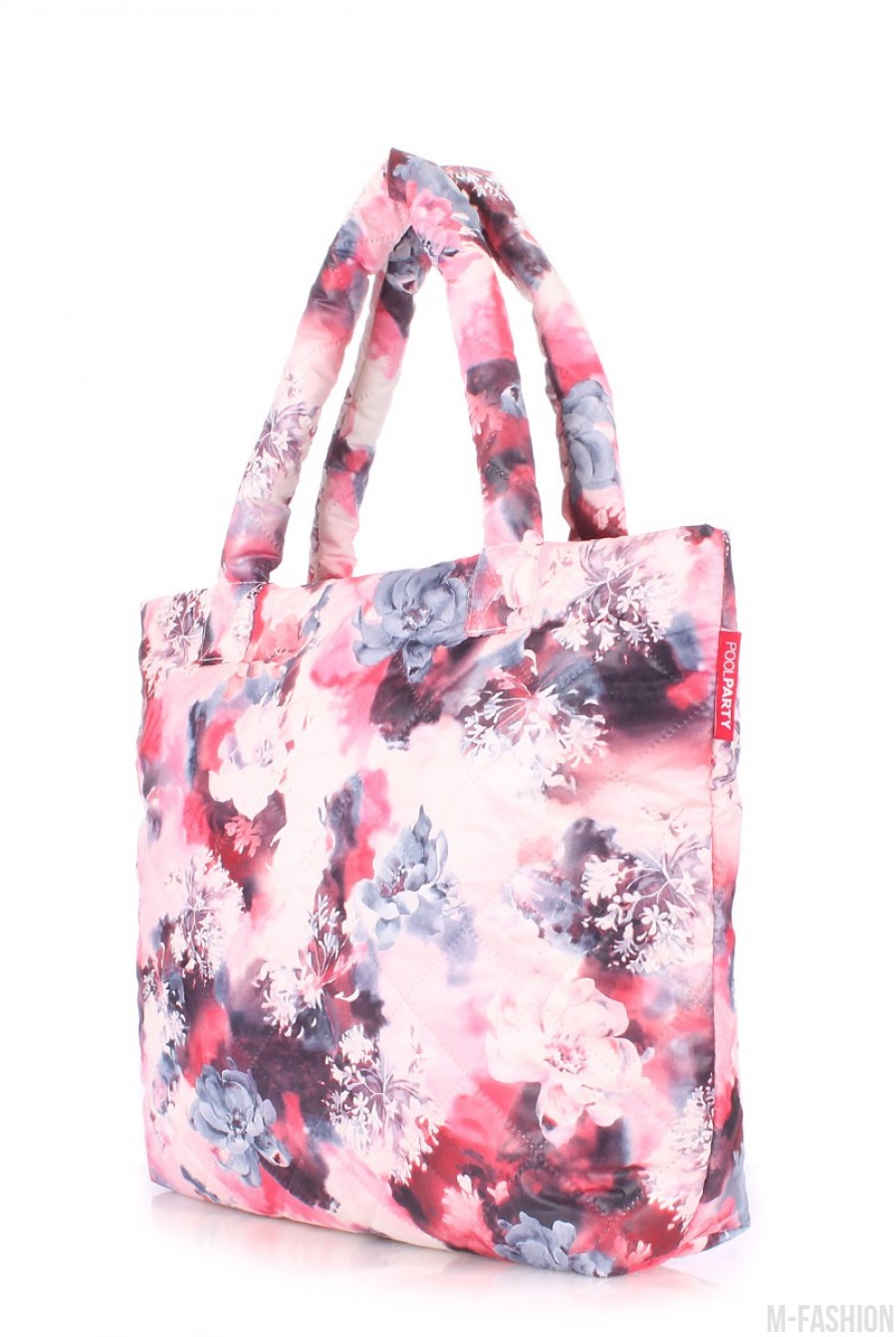 Дутая розовая сумка с цветочным принтом- Фото 2