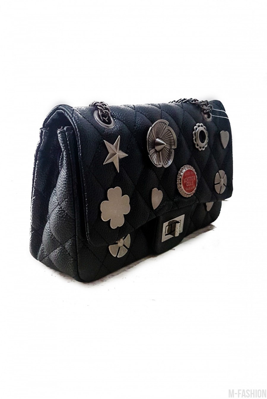 Черная сумочка-клатч из прошитой эко-кожи с фурнитурой- Фото 2