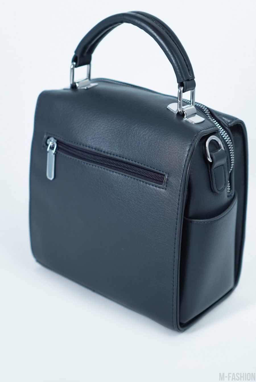 Темно-серая каркасная квадратная сумка-чемоданчик- Фото 3