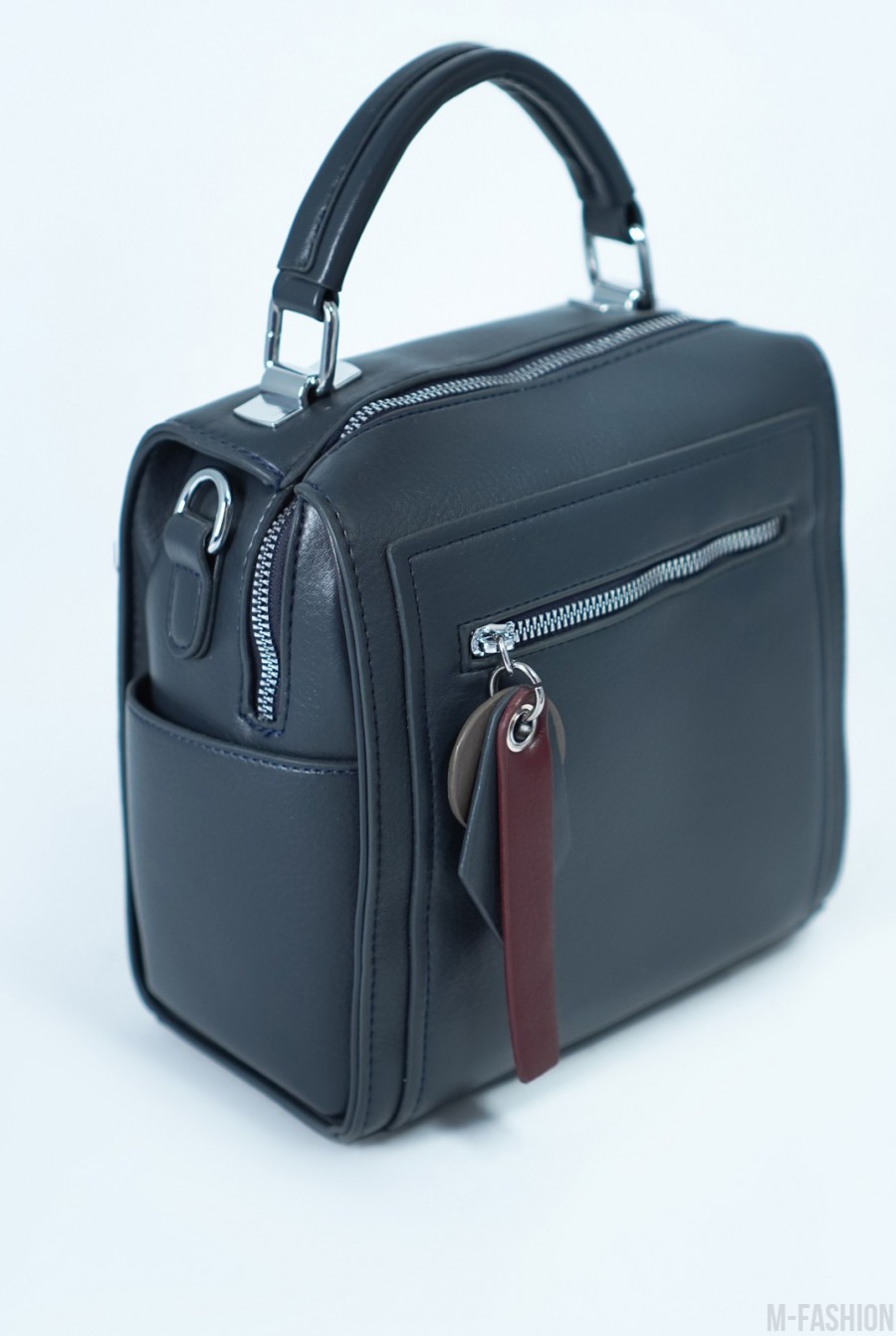 Темно-серая каркасная квадратная сумка-чемоданчик- Фото 2