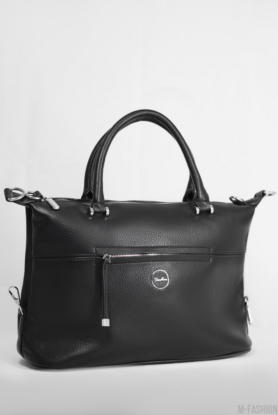 Черная вместительная сумка из эко-кожи- Фото 2