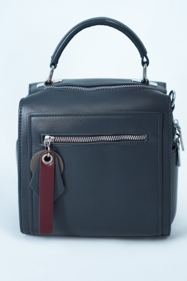 Темно-серая каркасная квадратная сумка-чемоданчик