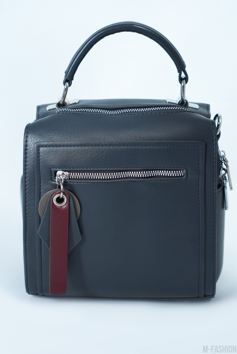Темно-серая каркасная квадратная сумка-чемоданчик - Фото 1