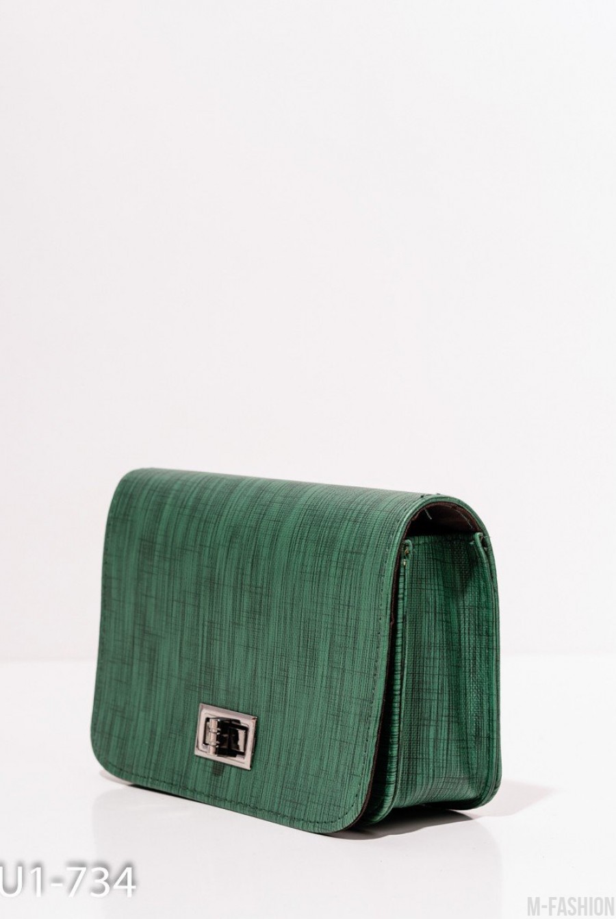 Зеленая фактурная каркасная сумка- Фото 2
