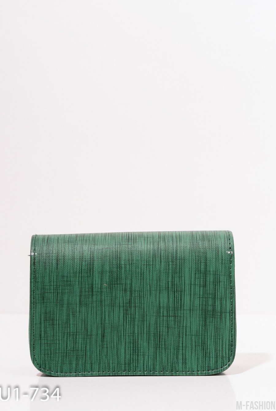 Зеленая фактурная каркасная сумка- Фото 3