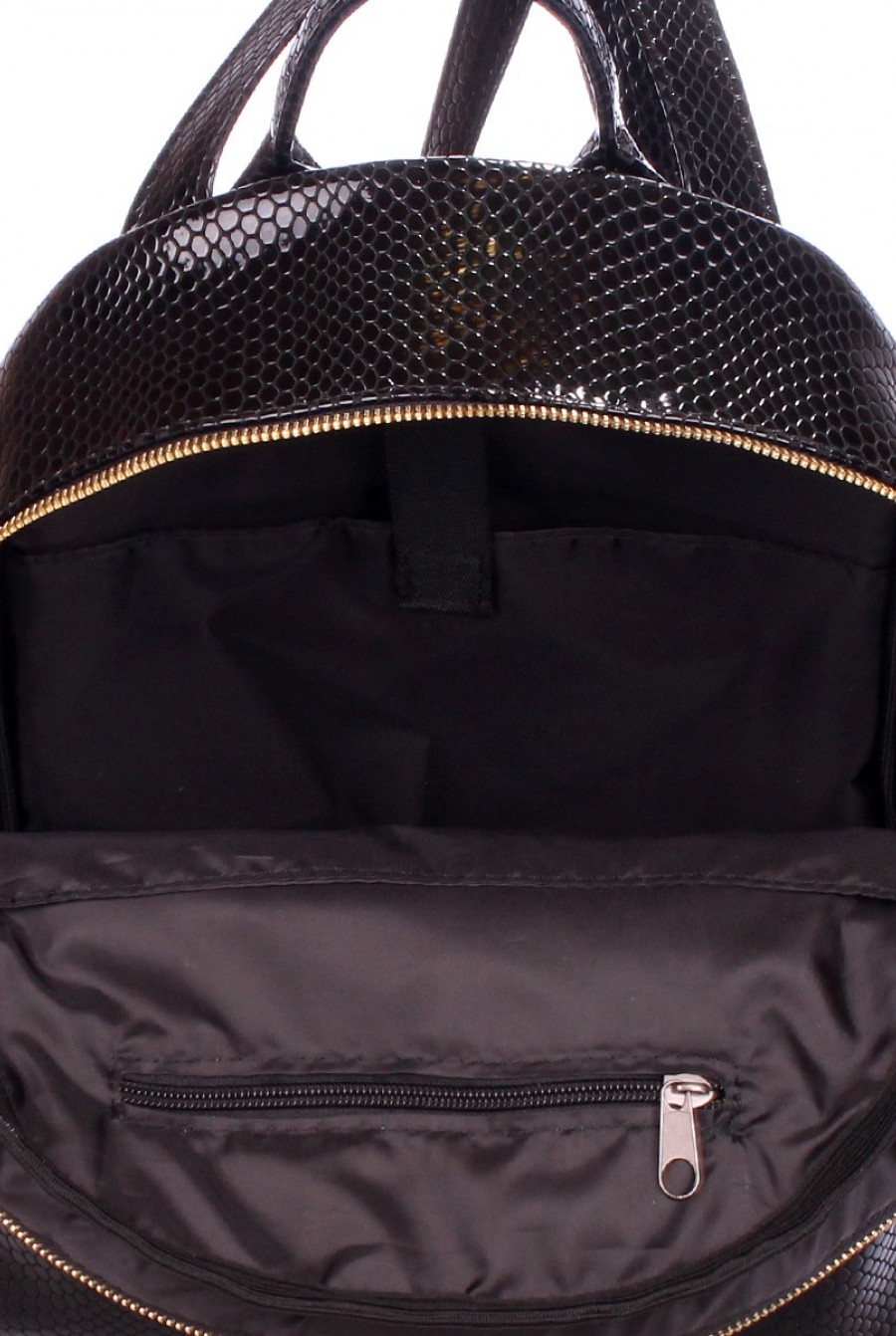 Черный кожаный рюкзак с рисунком под рептилию- Фото 4