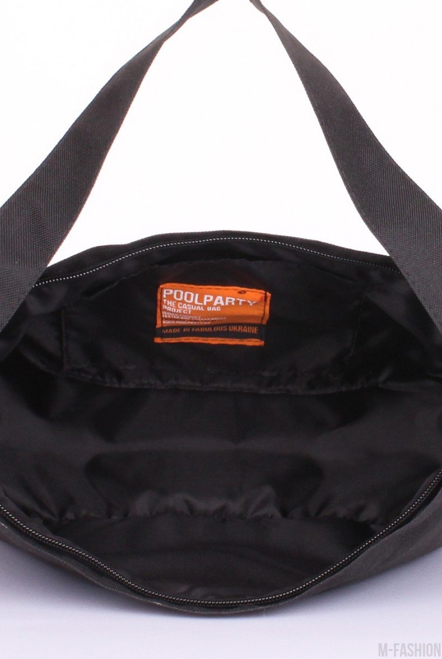 Черная повседневная сумка из оксфорда на молнии- Фото 3