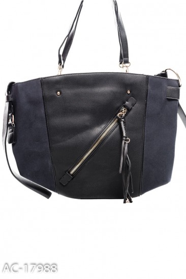 Черная сумочка с темно-синими боками