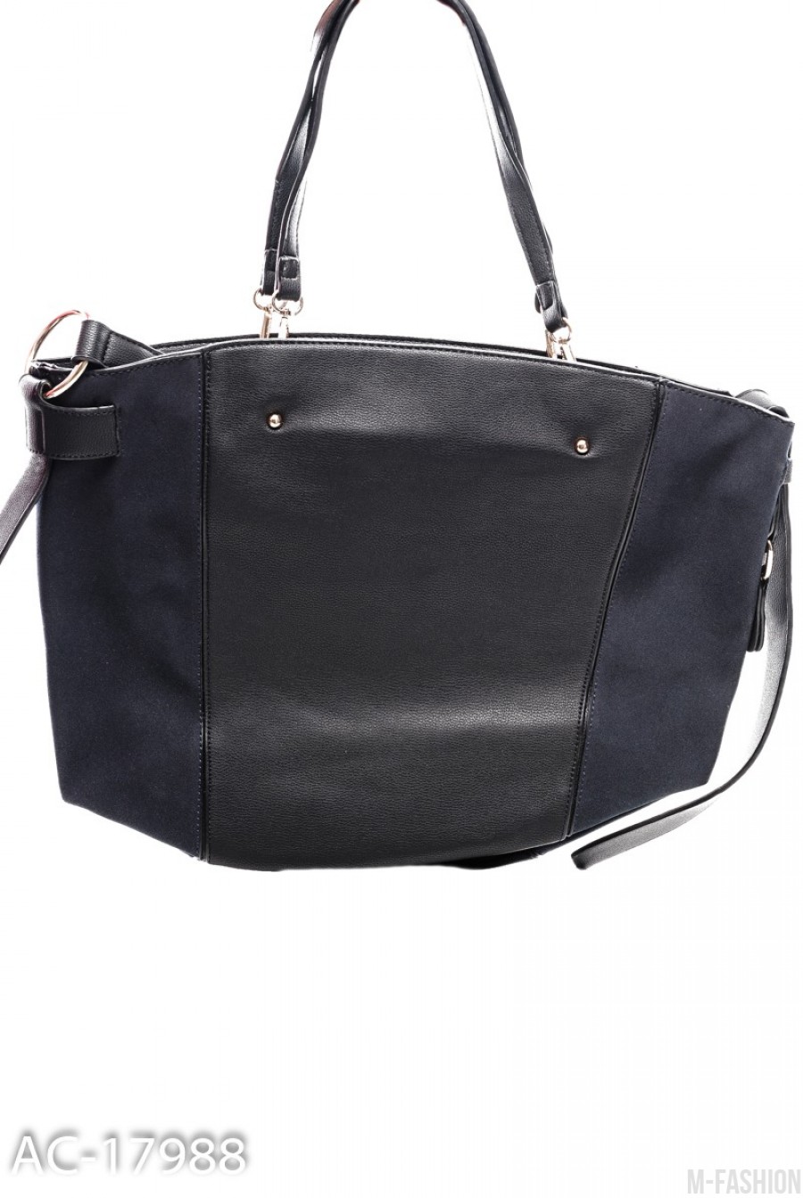 Черная сумочка с темно-синими боками- Фото 2