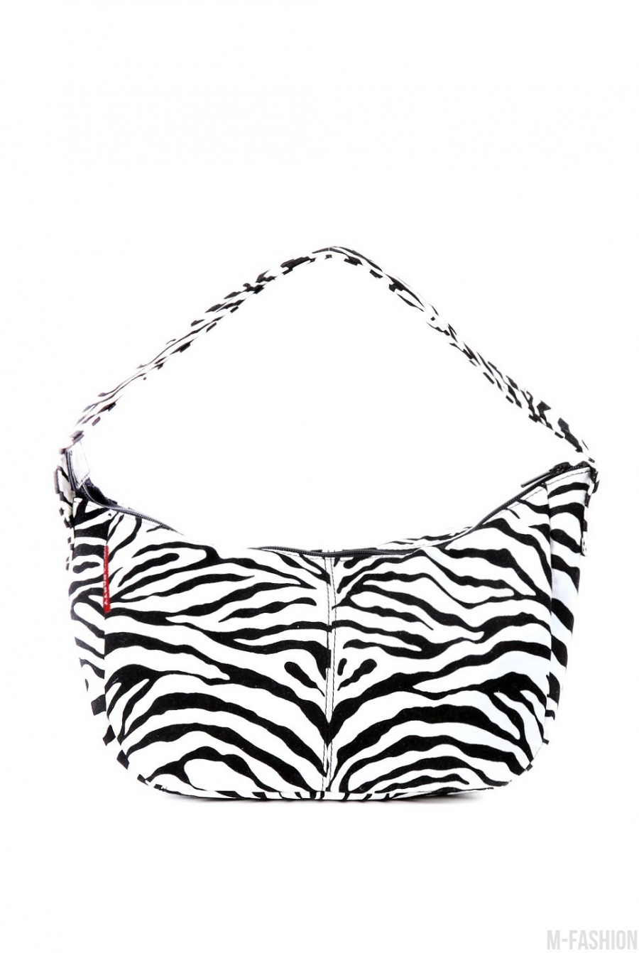 Компактная кожаная сумка под зебру - Фото 1