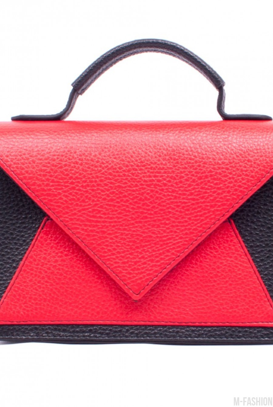Оригинальная черно-красная сумочка из натуральной кожи - Фото 1