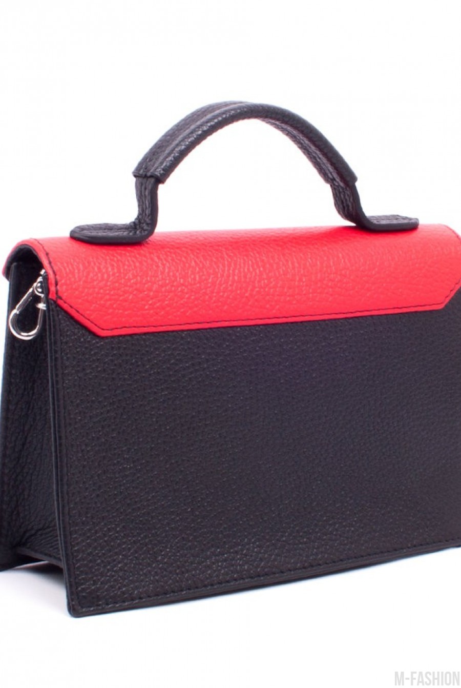 Оригинальная черно-красная сумочка из натуральной кожи- Фото 4