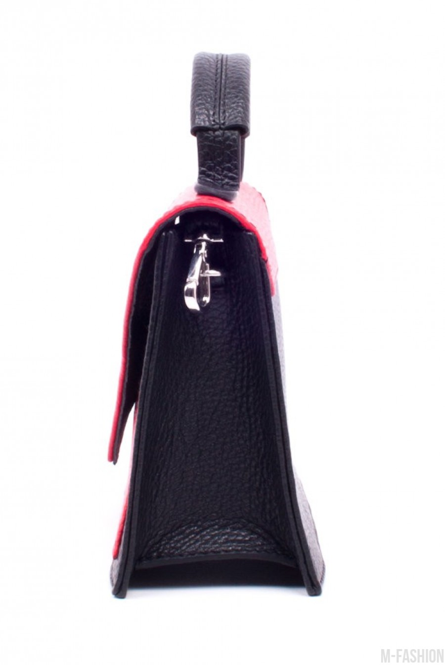 Оригинальная черно-красная сумочка из натуральной кожи- Фото 5