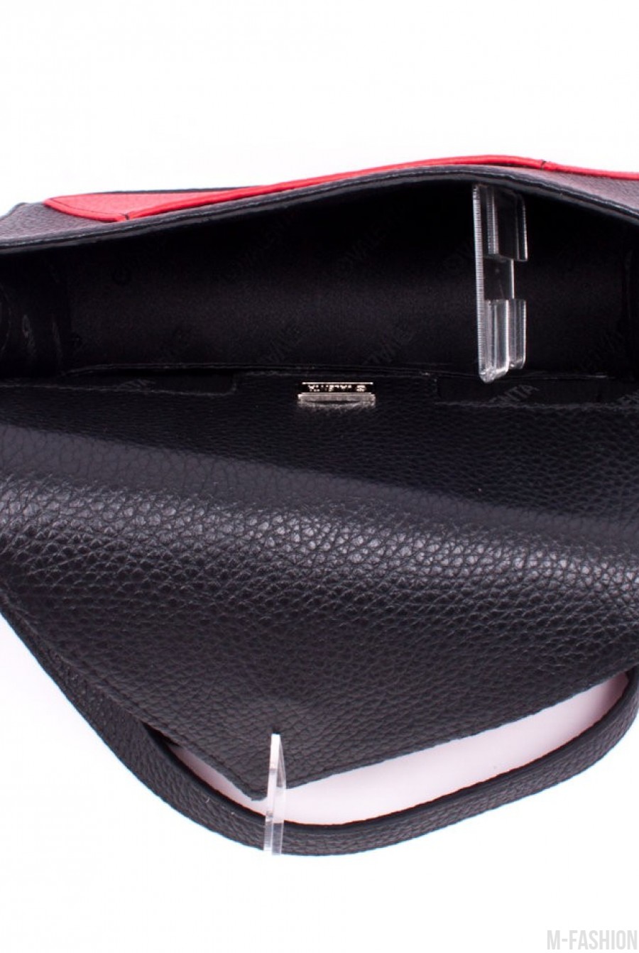 Оригинальная черно-красная сумочка из натуральной кожи- Фото 6