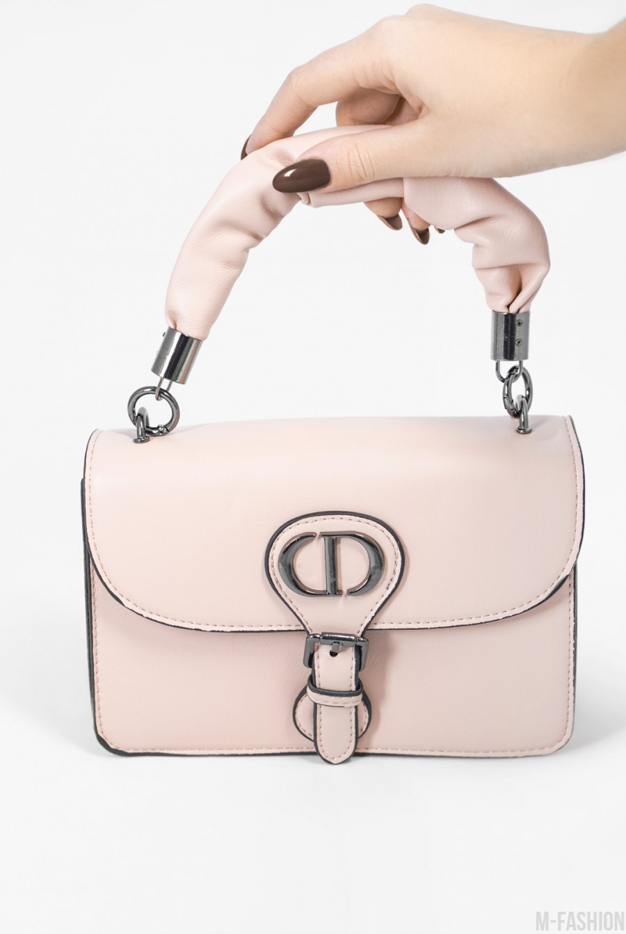 Розовая маленькая каркасная сумка кросс-боди - Фото 1