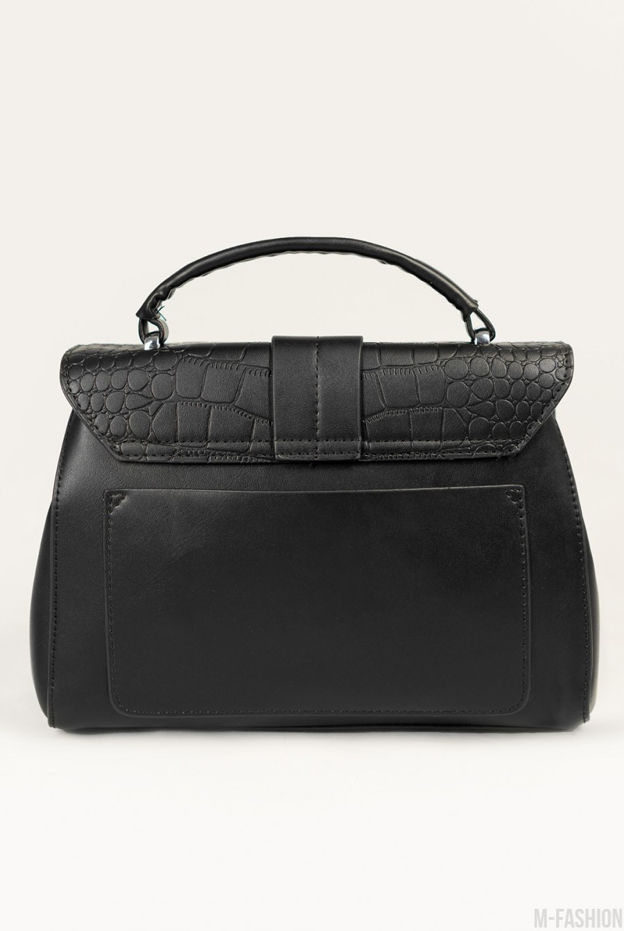 Черная сумка-чемоданчик из тисненной эко-кожи- Фото 3