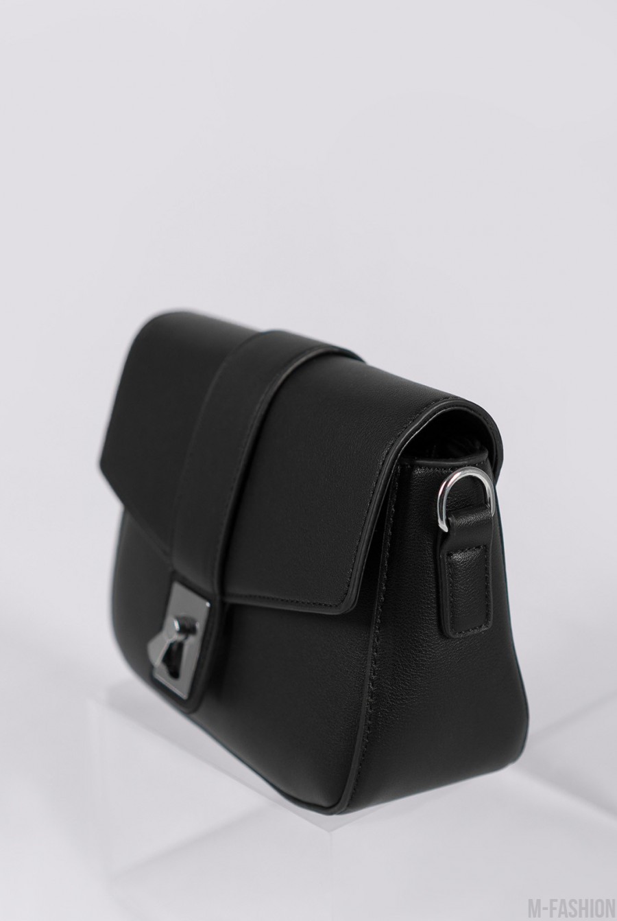 Черная кожаная маленькая сумочка кросс-боди- Фото 2