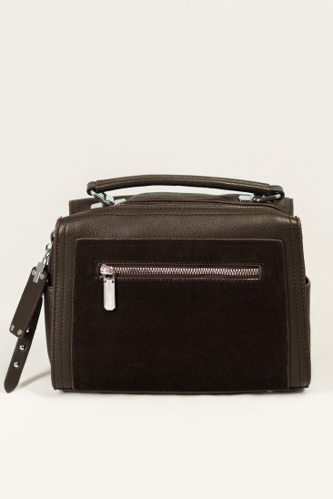 Прямоугольная коричневая сумка-чемоданчик из эко-кожи