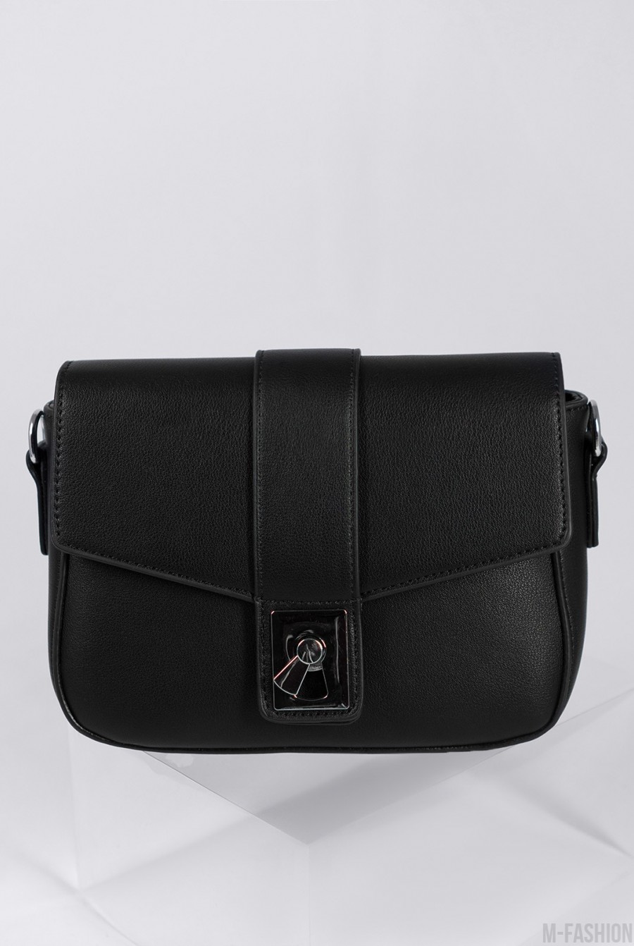 Черная кожаная маленькая сумочка кросс-боди- Фото 4