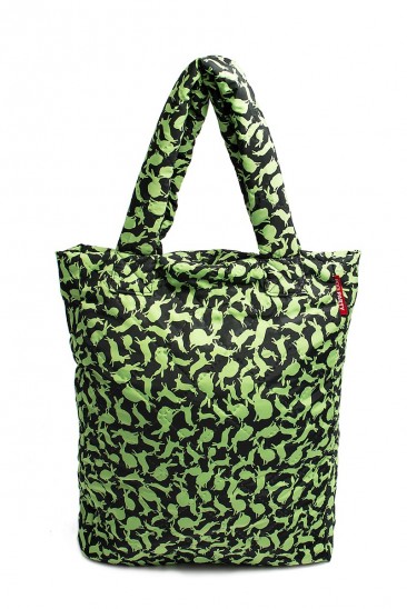 Дутая зеленая сумка для шоппинга с принтом кролики
