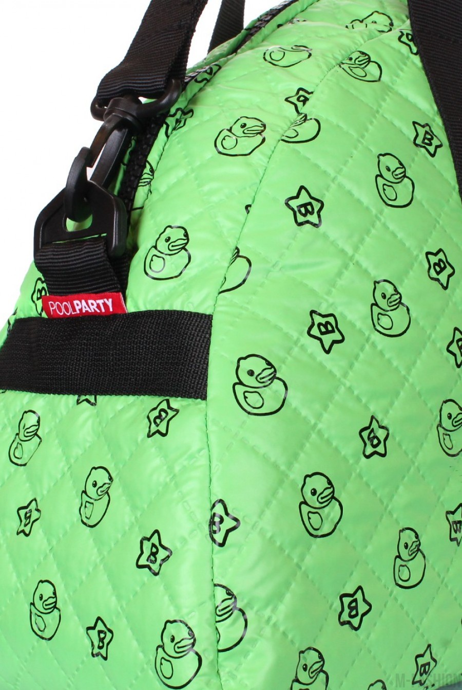 Стеганая дорожная сумка с зеленой расцветкой и позитивным принтом- Фото 3