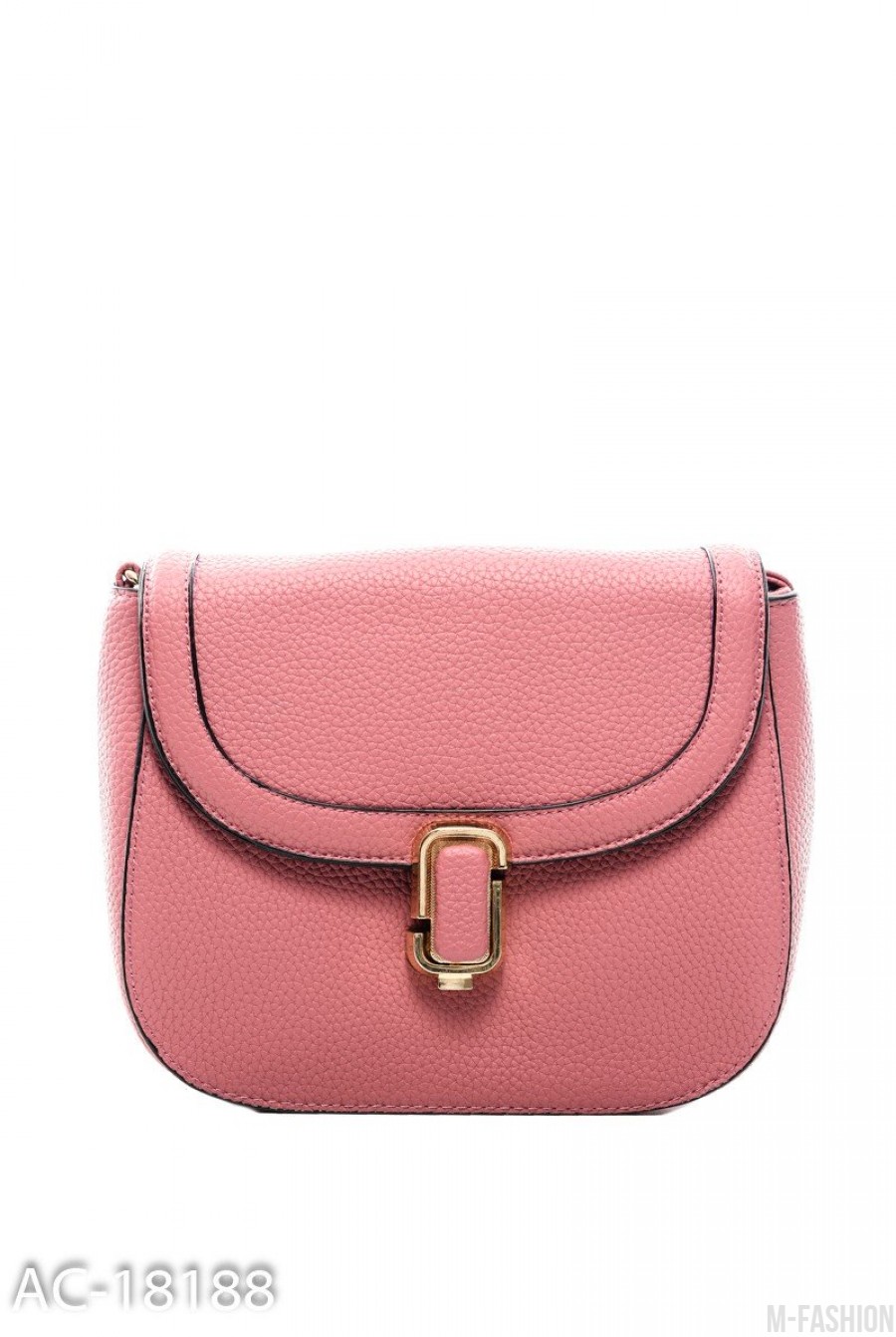 Розовая округлая сумочка с перекидом - Фото 1