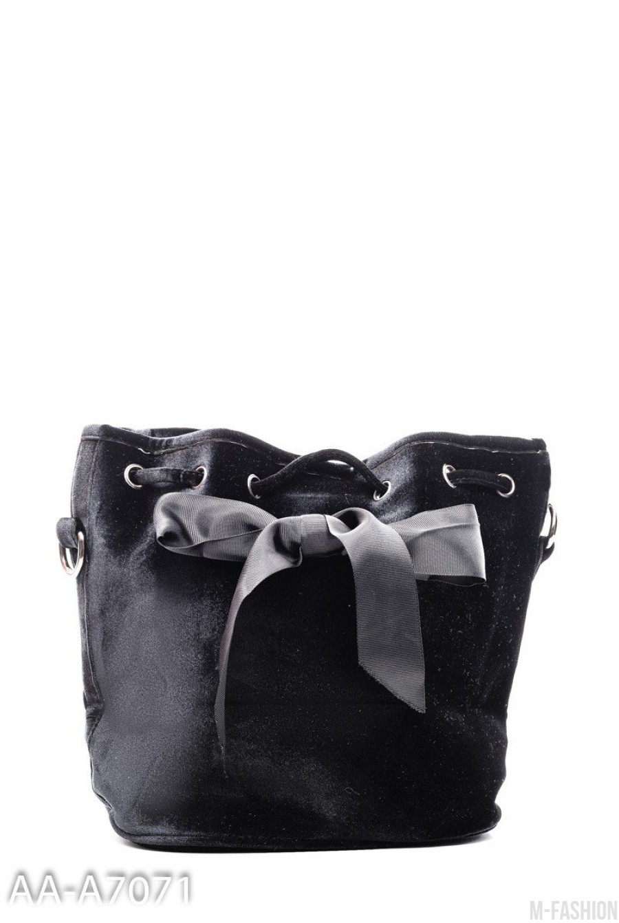 Черная торбочка с серым бантом - Фото 1