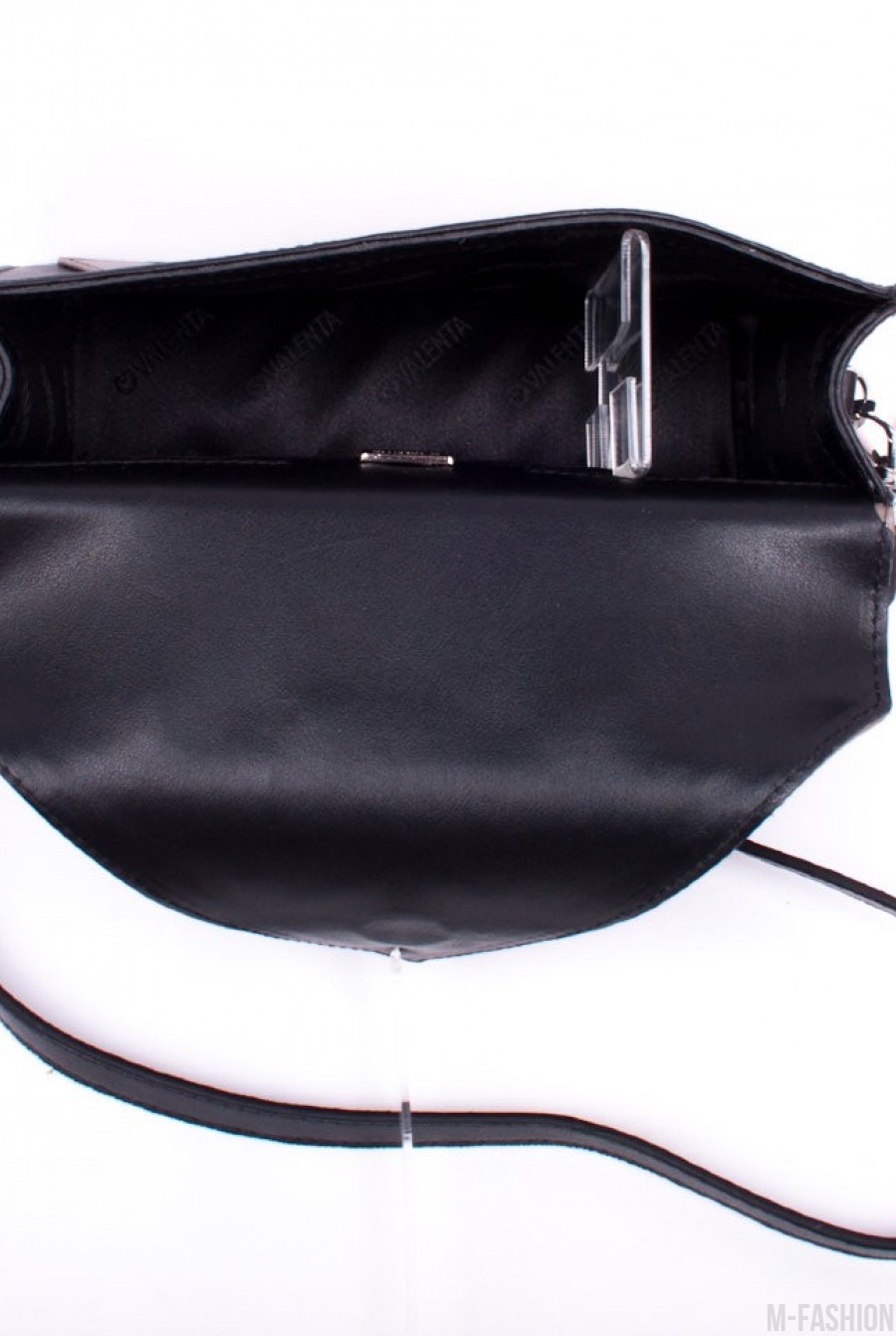Оригинальная черно-бежевая сумочка из натуральной кожи- Фото 6