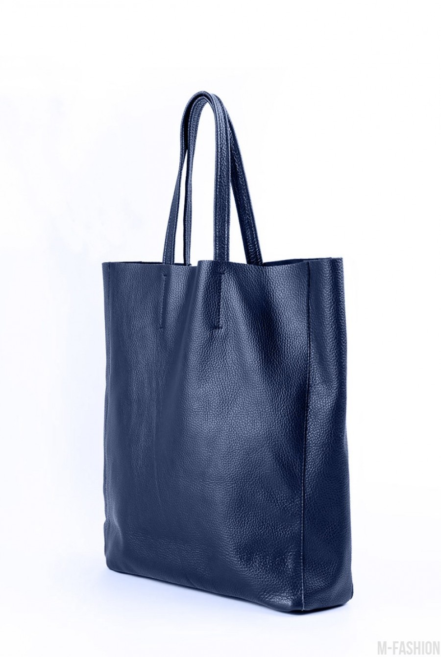 Кожаная синяя сумка City- Фото 2